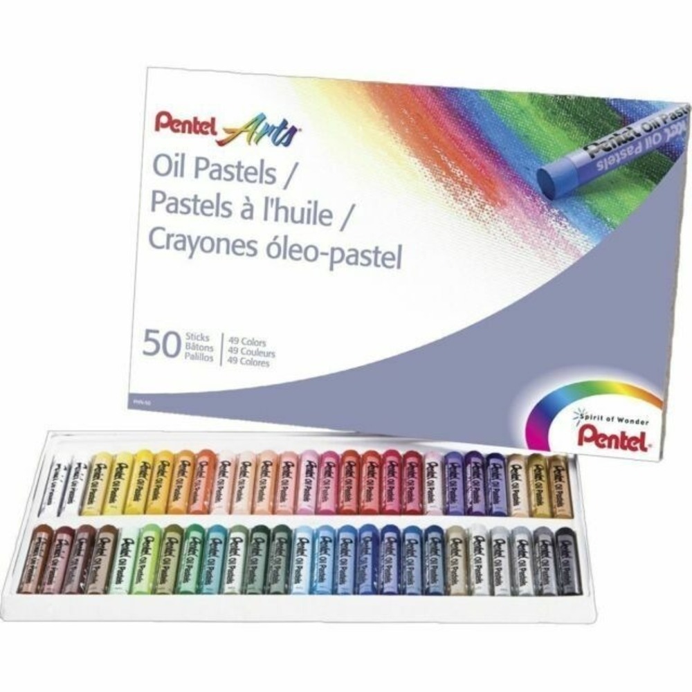 Pentel Arts Oil Pastels 50 Color Set PHN-50 Drawing Art Supplies Multi Color